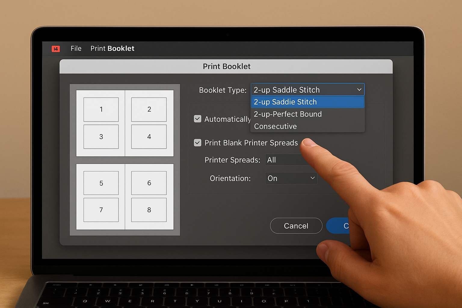 Step 2. Open Print Booklet and pick a type