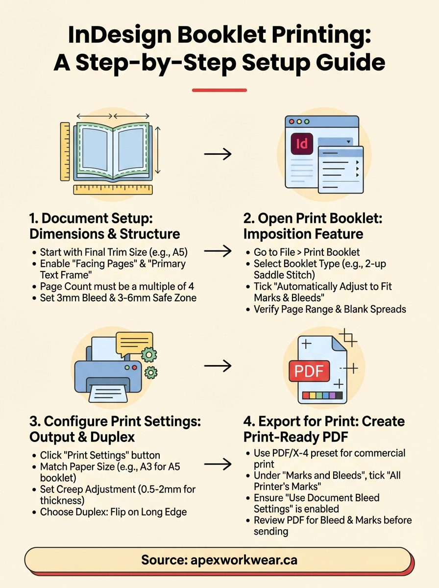 how to set up booklet printing in indesign infographic