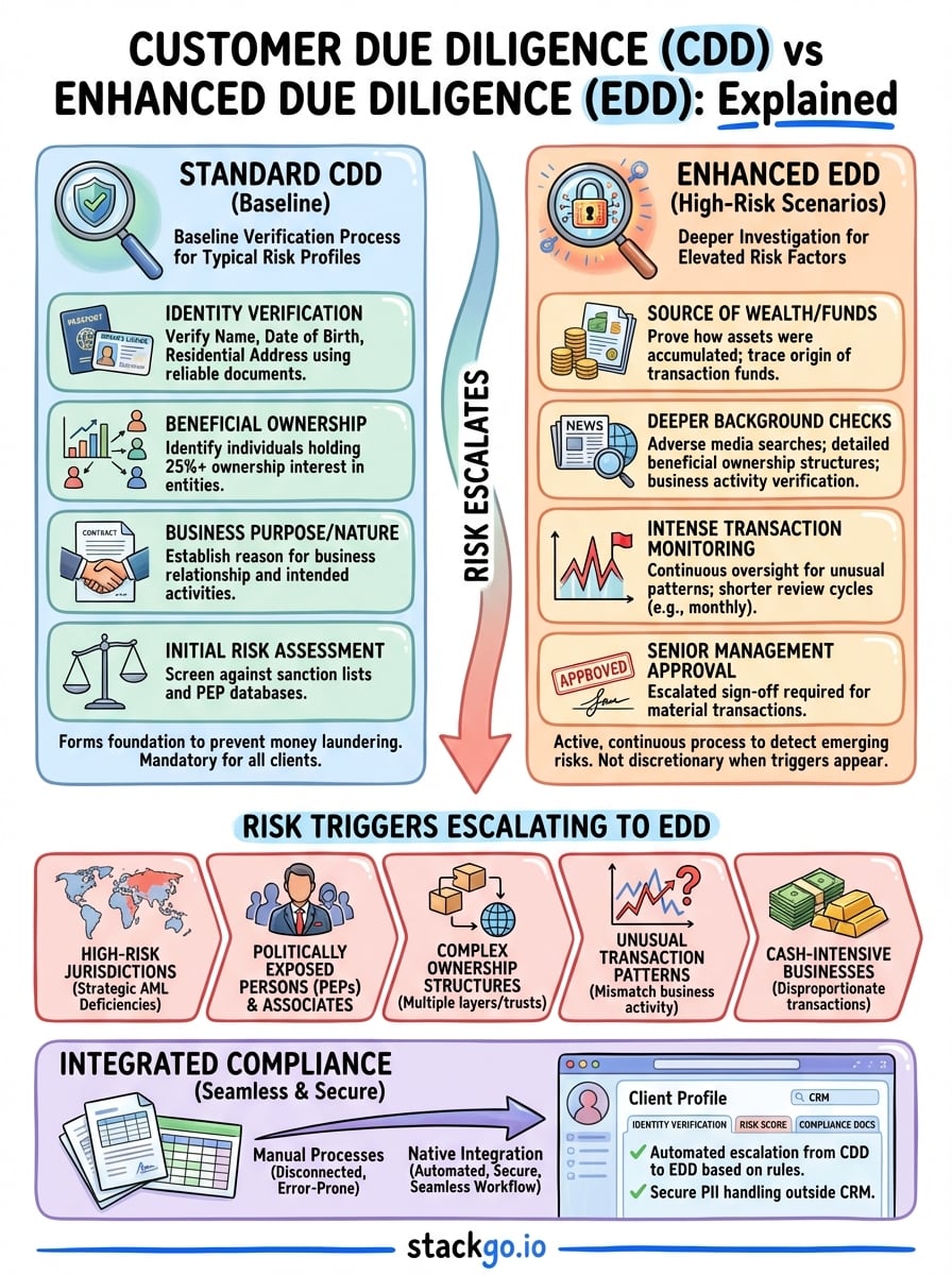 customer due diligence vs enhanced due diligence infographic