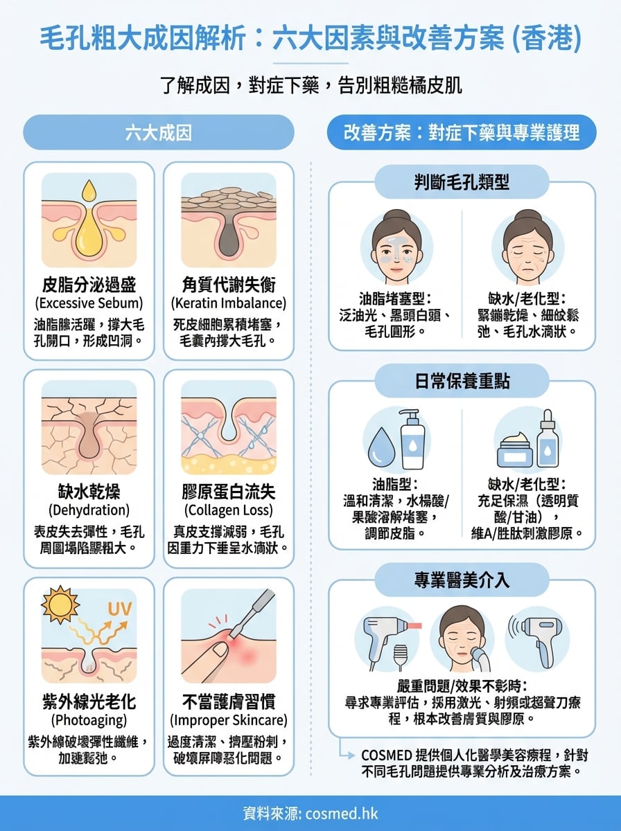 毛孔粗大成因 infographic