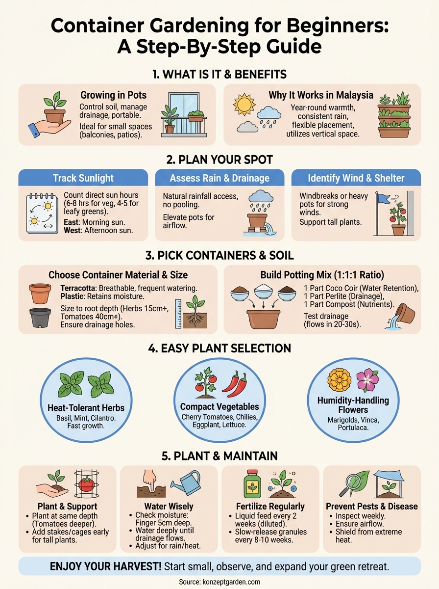 container gardening for beginners infographic