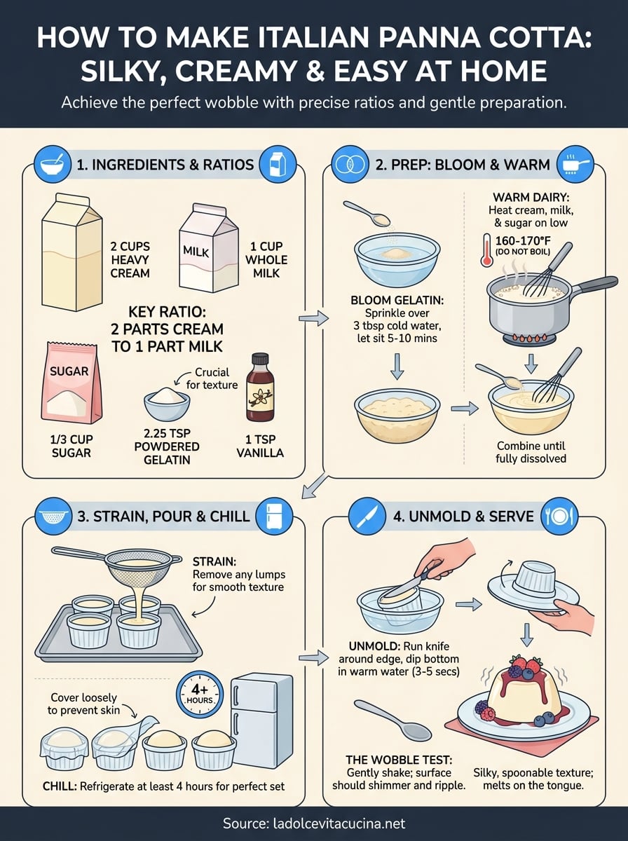 how to make italian panna cotta infographic
