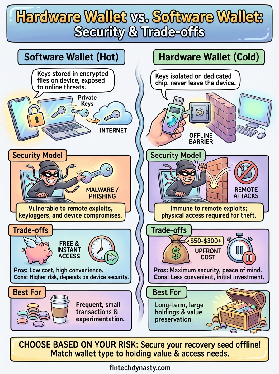 hardware wallet vs software wallet infographic