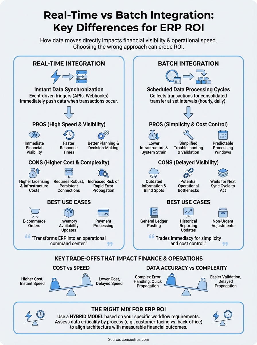 real-time vs batch integration infographic