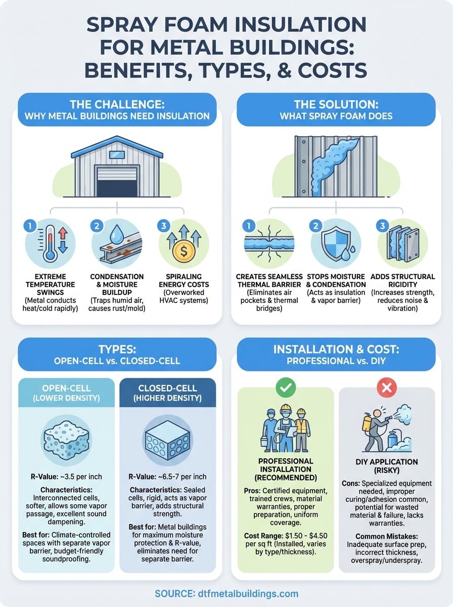 spray foam insulation for metal buildings infographic