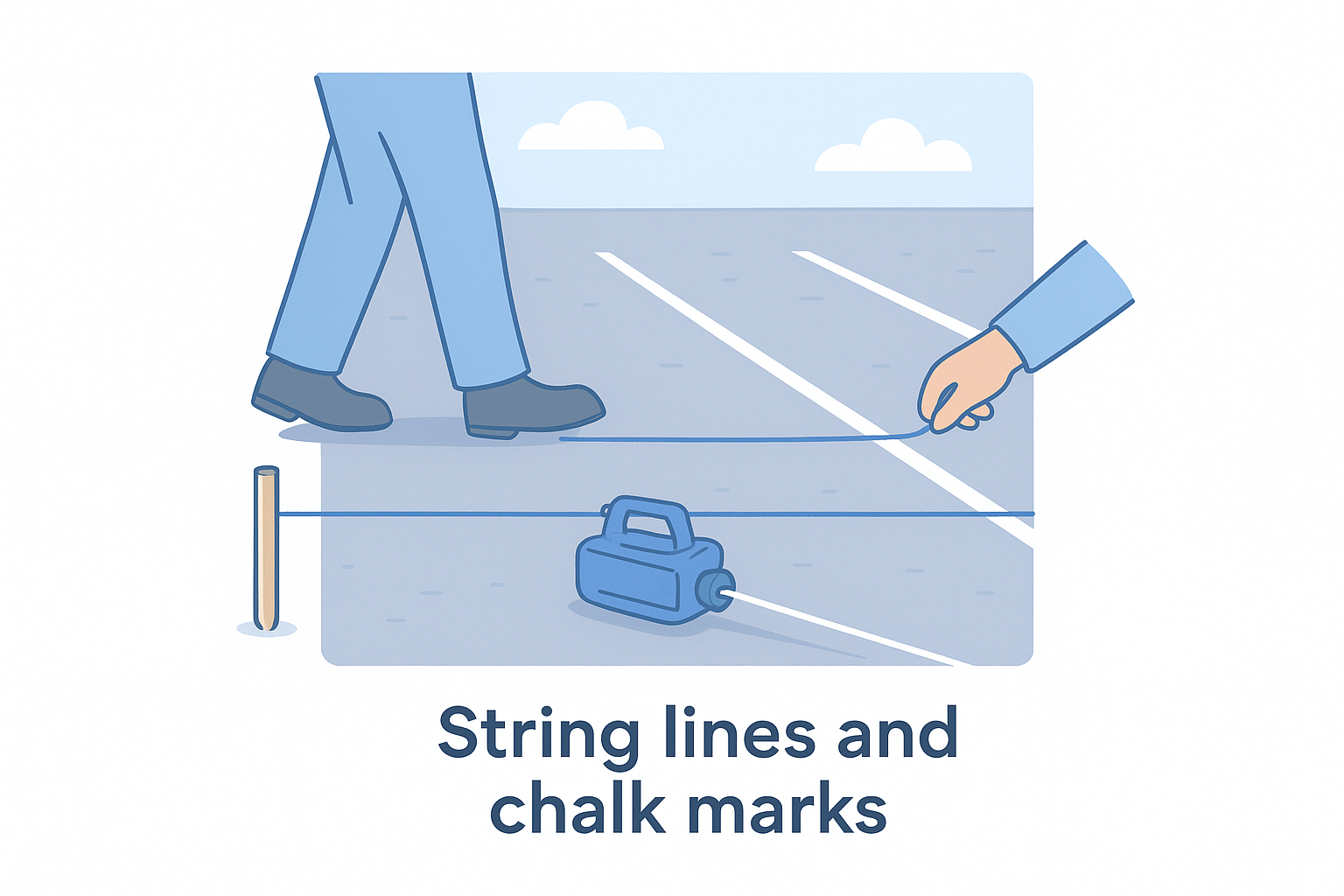 String lines and chalk marks