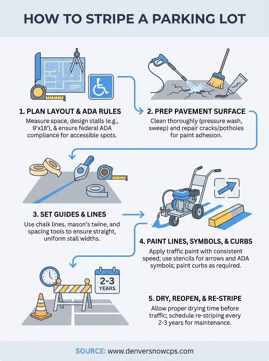 how to stripe a parking lot infographic