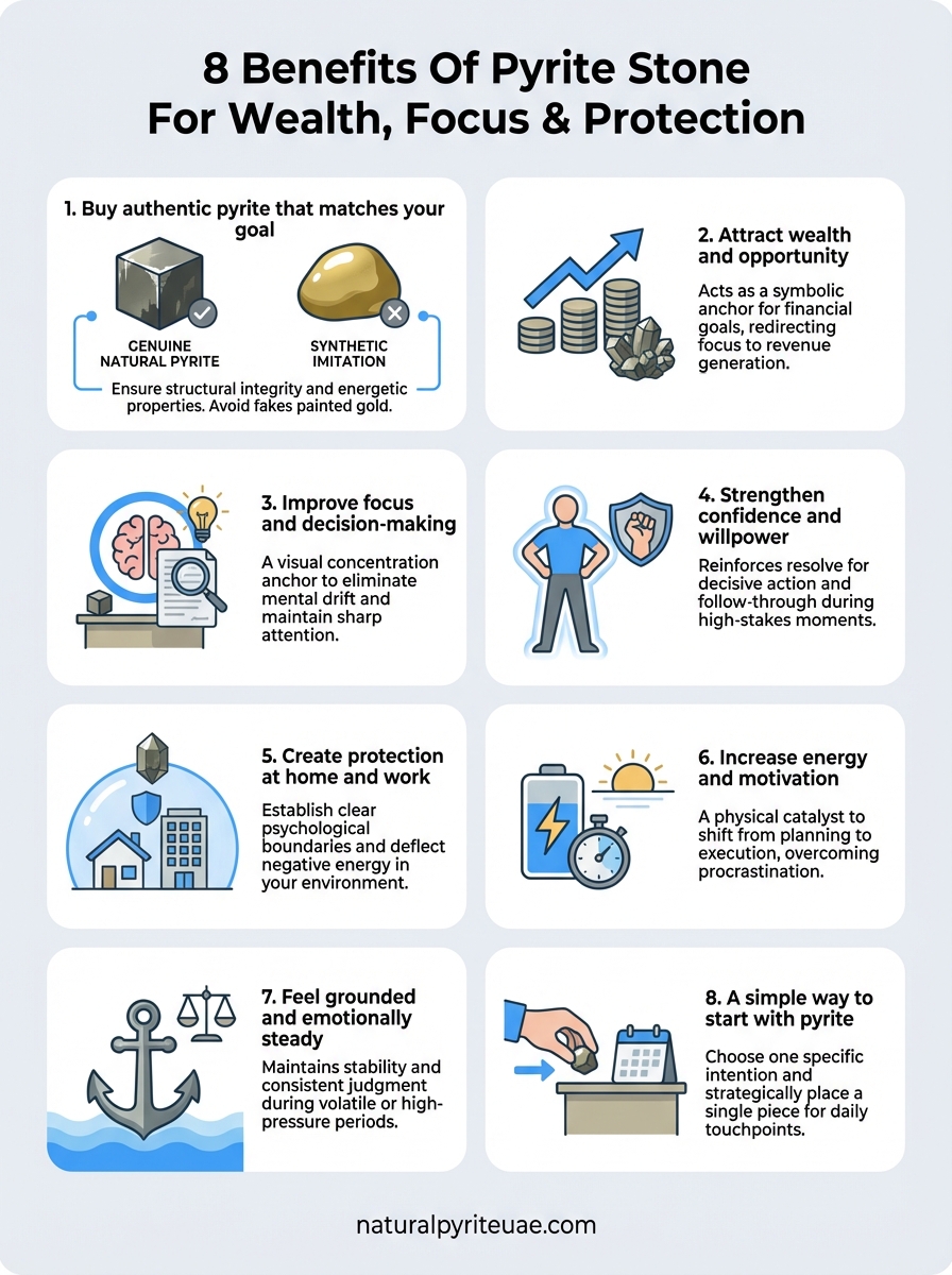 benefits of pyrite stone infographic