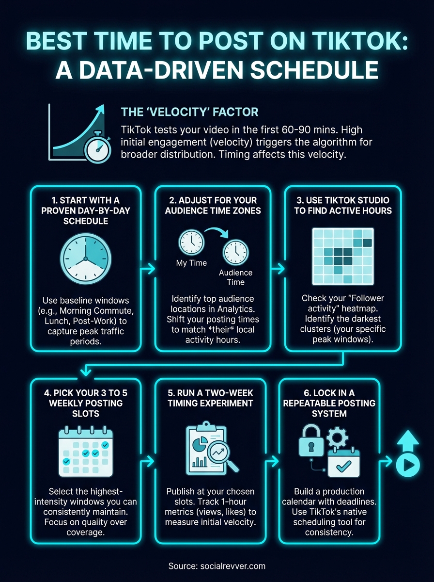 best time to post on tiktok infographic