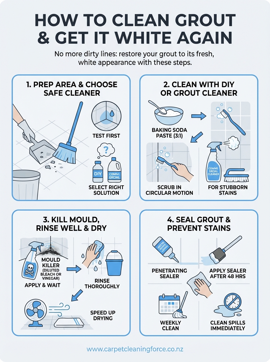 how to clean grout between tiles infographic