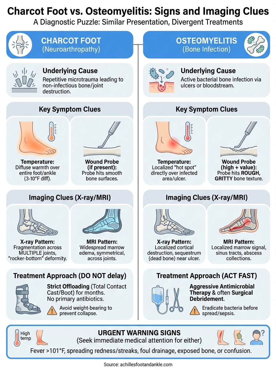 charcot foot vs osteomyelitis infographic
