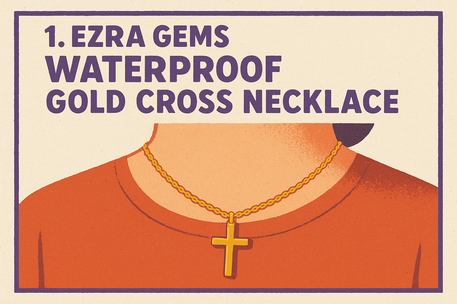 1. Ezra Gems waterproof gold cross necklace