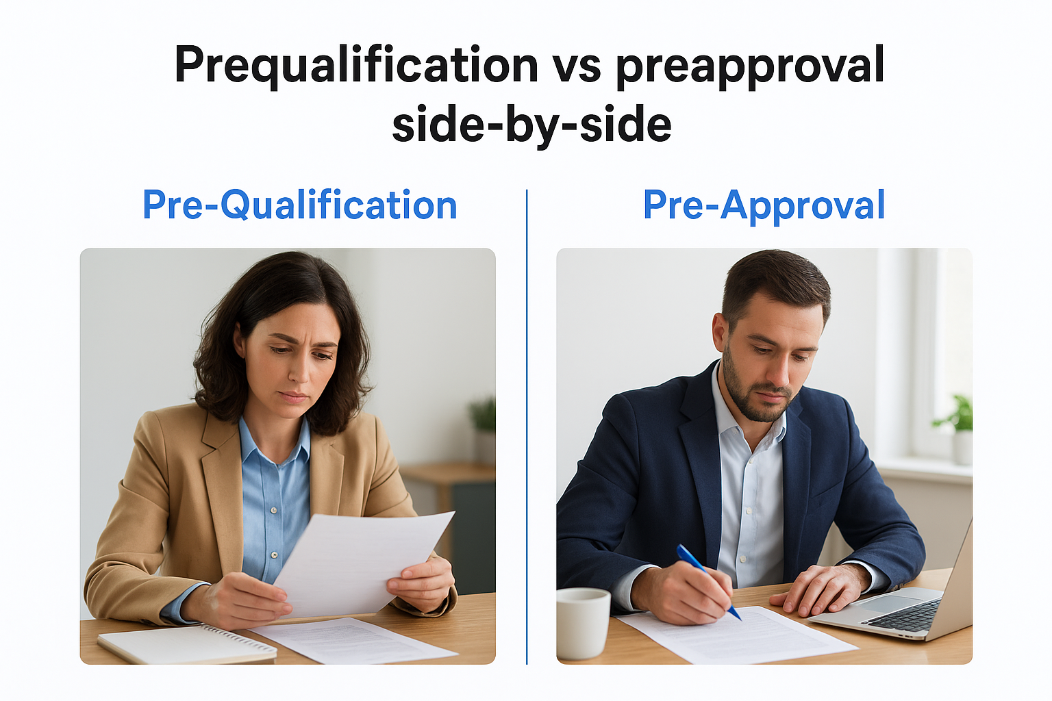 Prequalification vs preapproval side-by-side