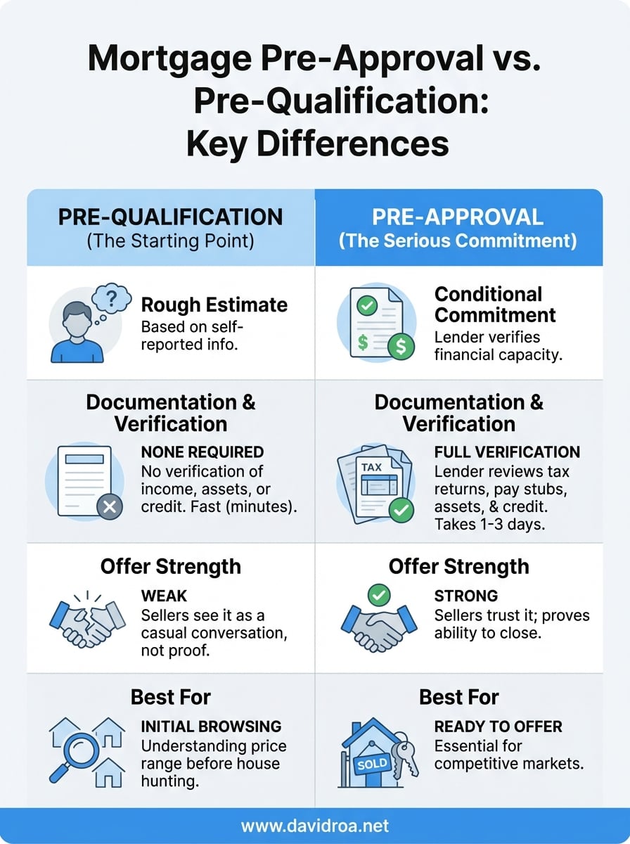 mortgage pre approval vs pre qualification infographic