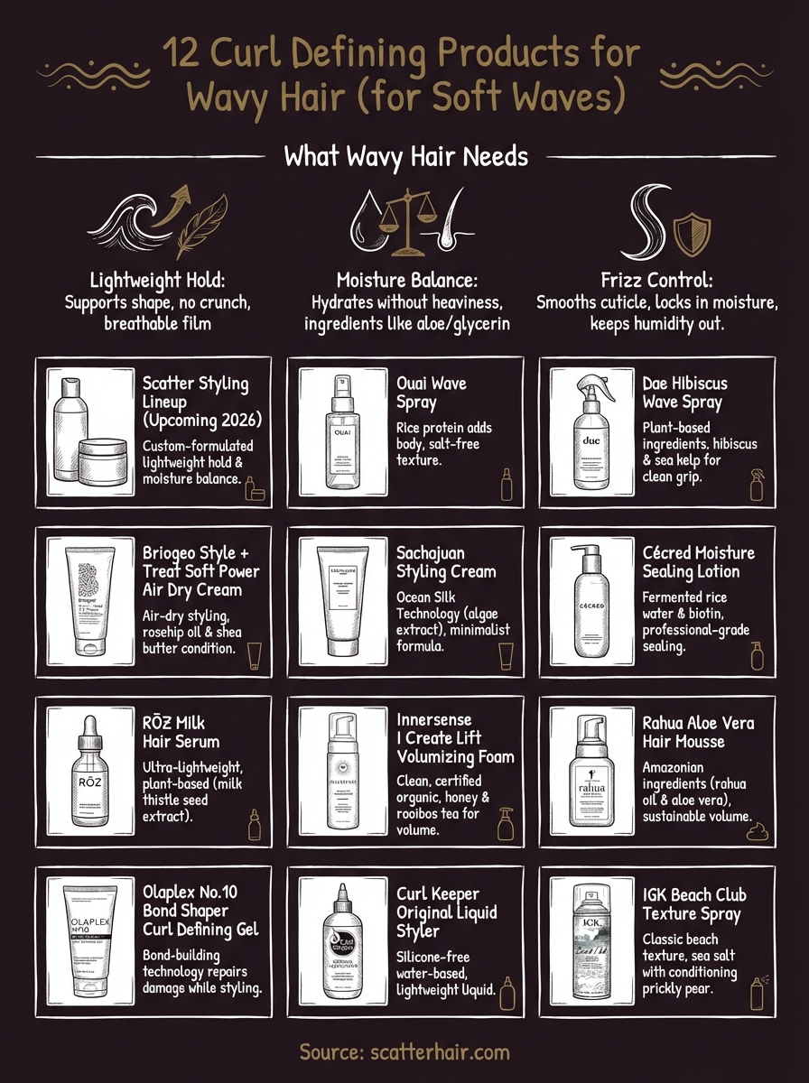 curl defining products for wavy hair infographic