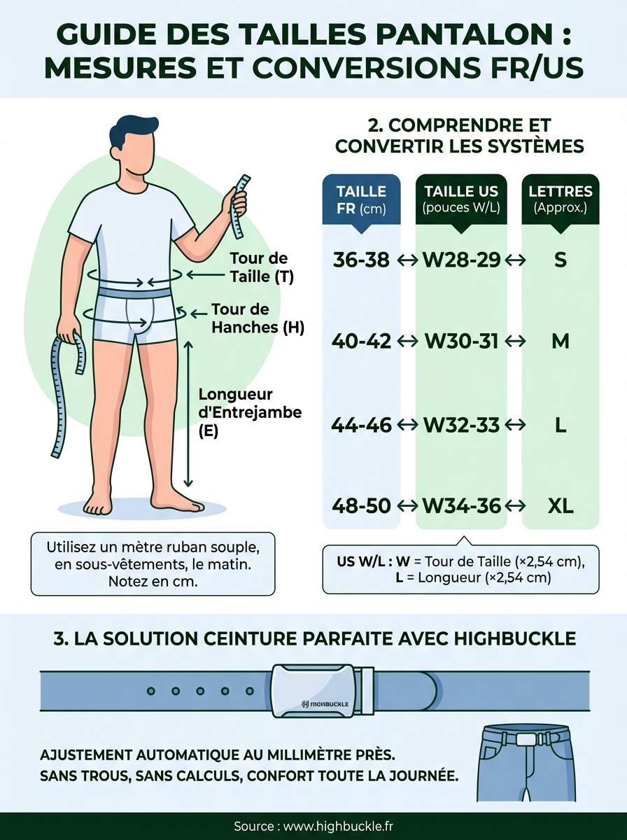 guide des tailles pantalon infographic