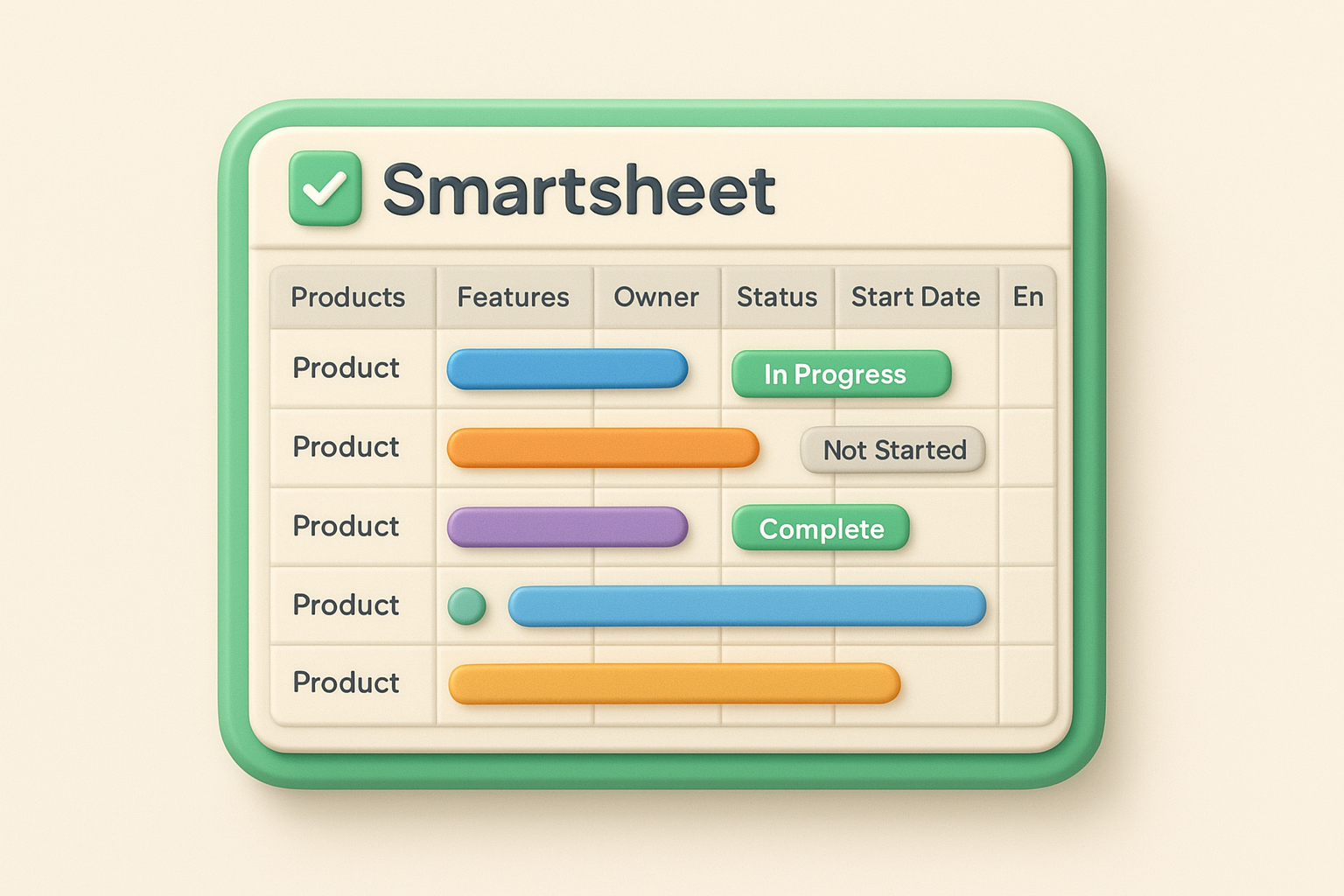 2. Smartsheet multiple product roadmap