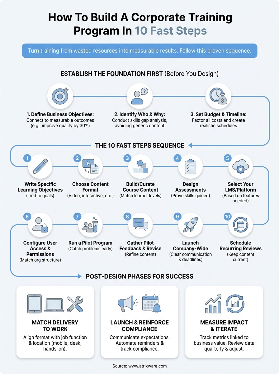 how to build a corporate training program infographic