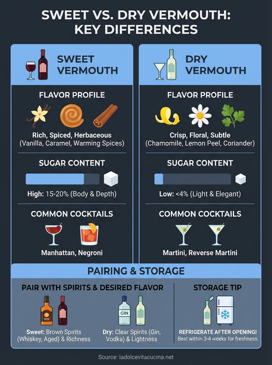 sweet vs dry vermouth infographic