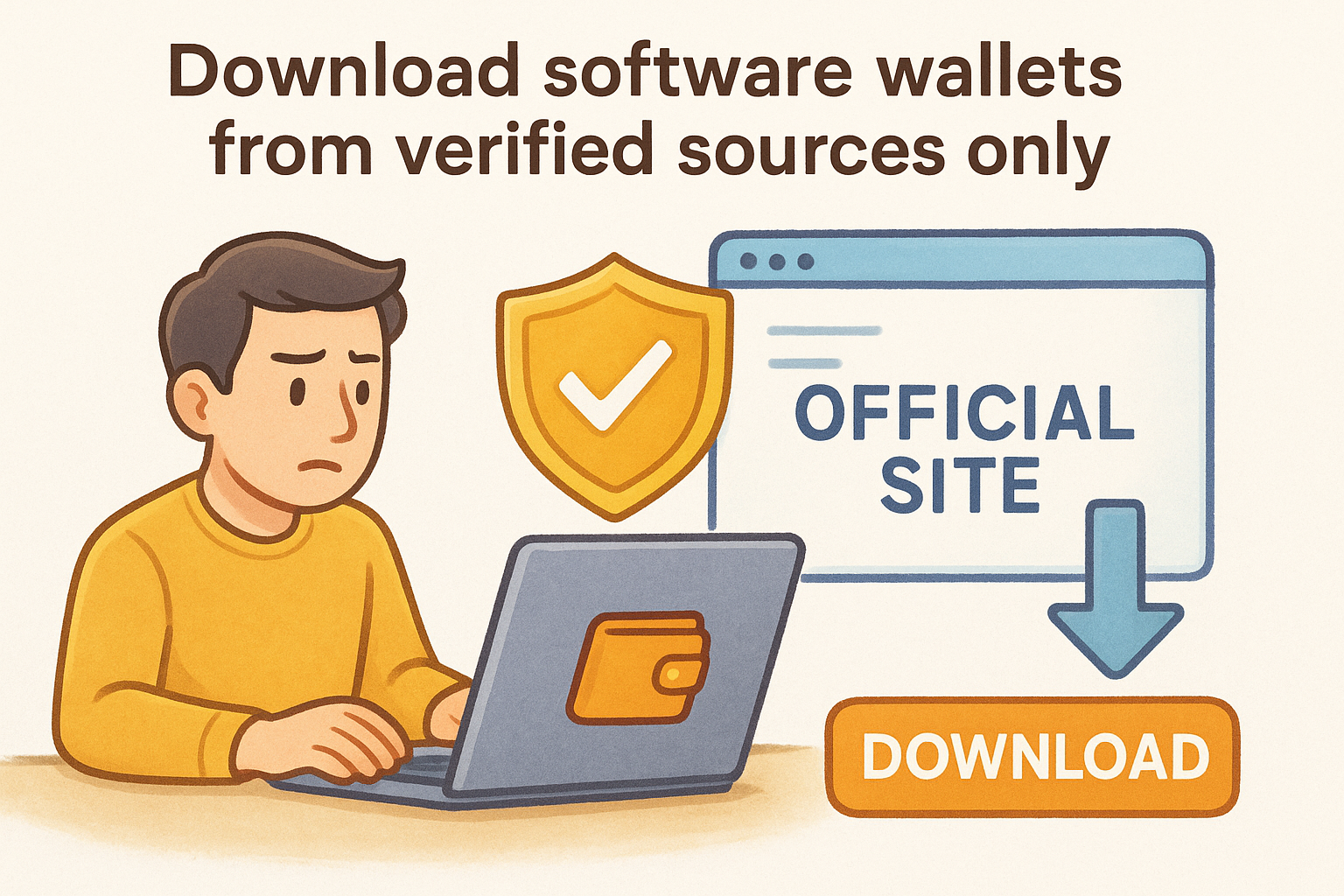 Download software wallets from verified sources only