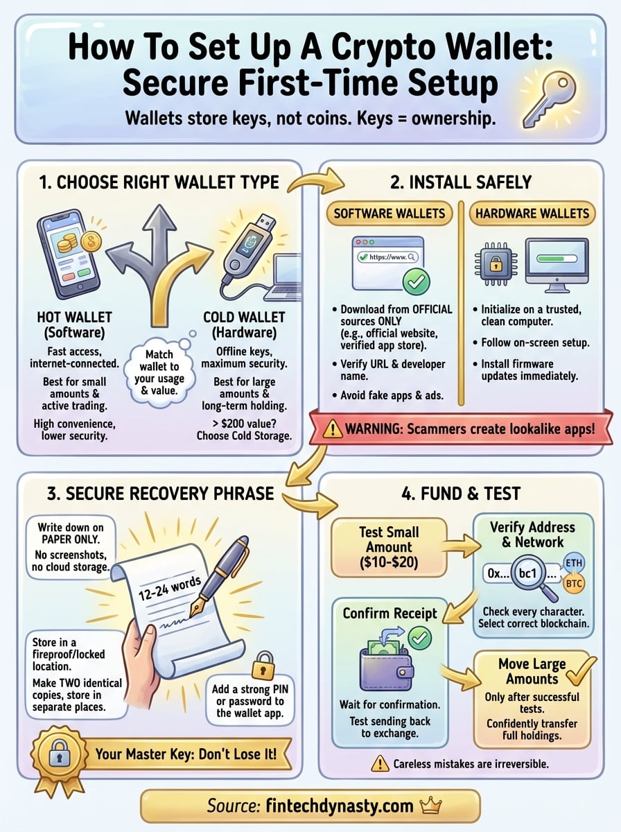 how to set up a crypto wallet infographic
