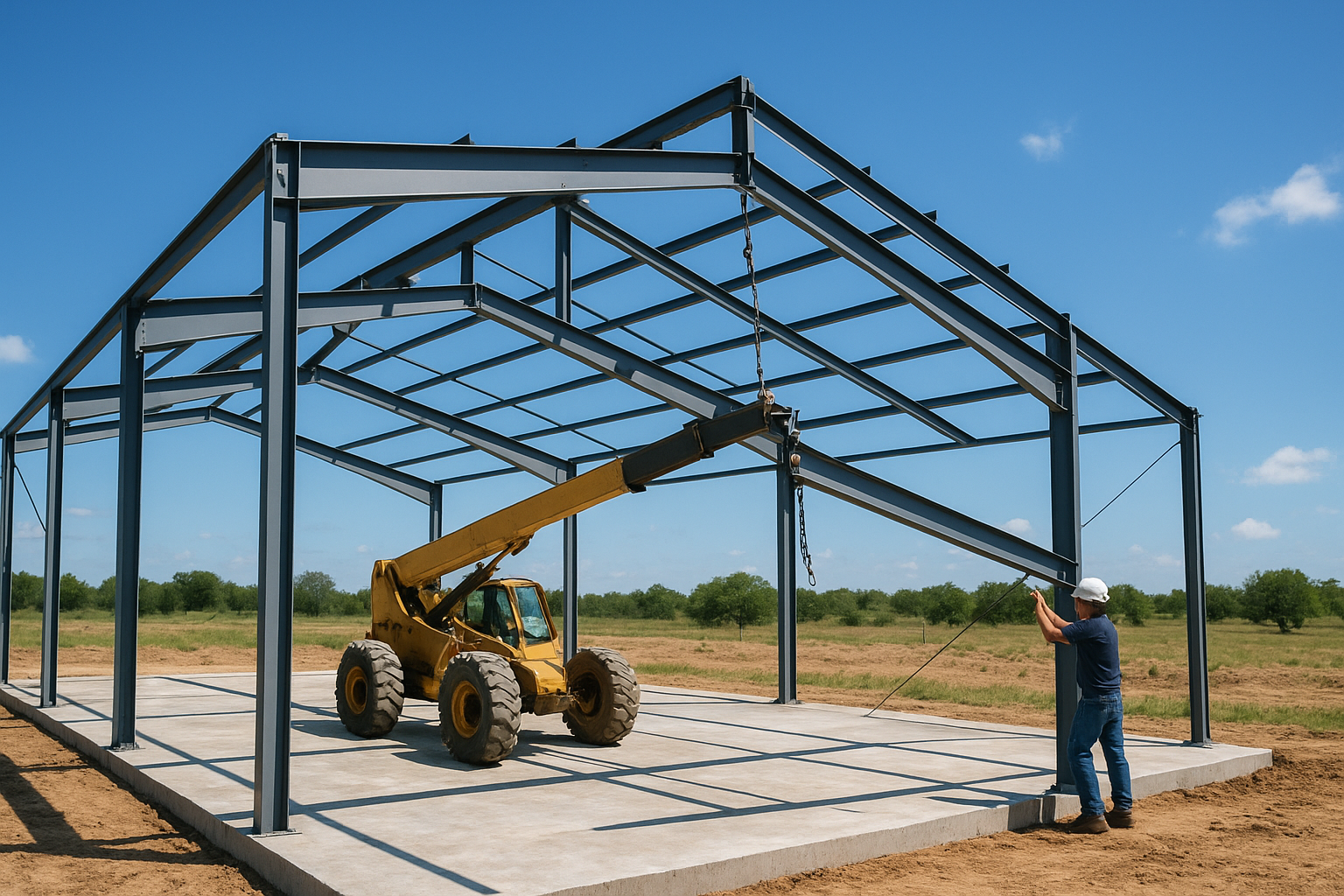 Erect the metal frame and roof