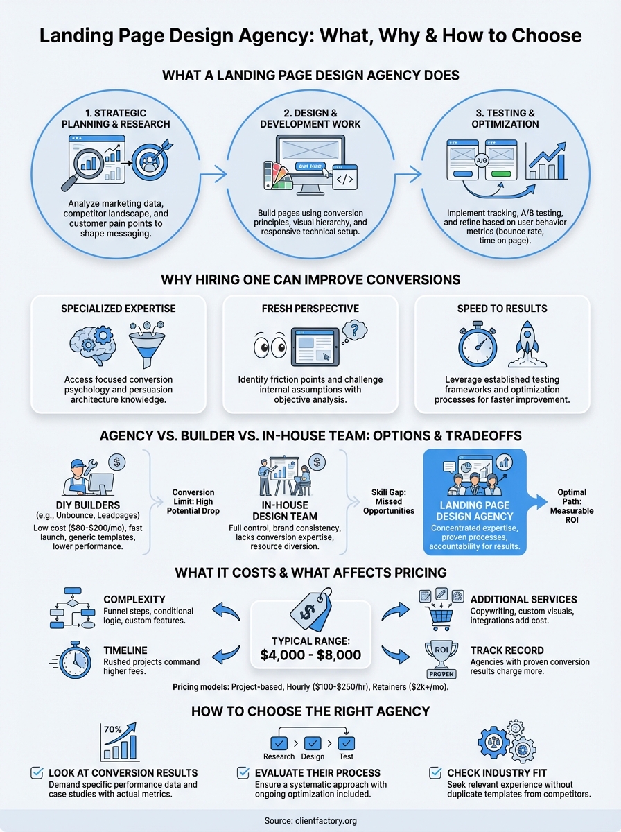 Landing Page Design Agency: What It Is And How To Choose landing page design agency infographic