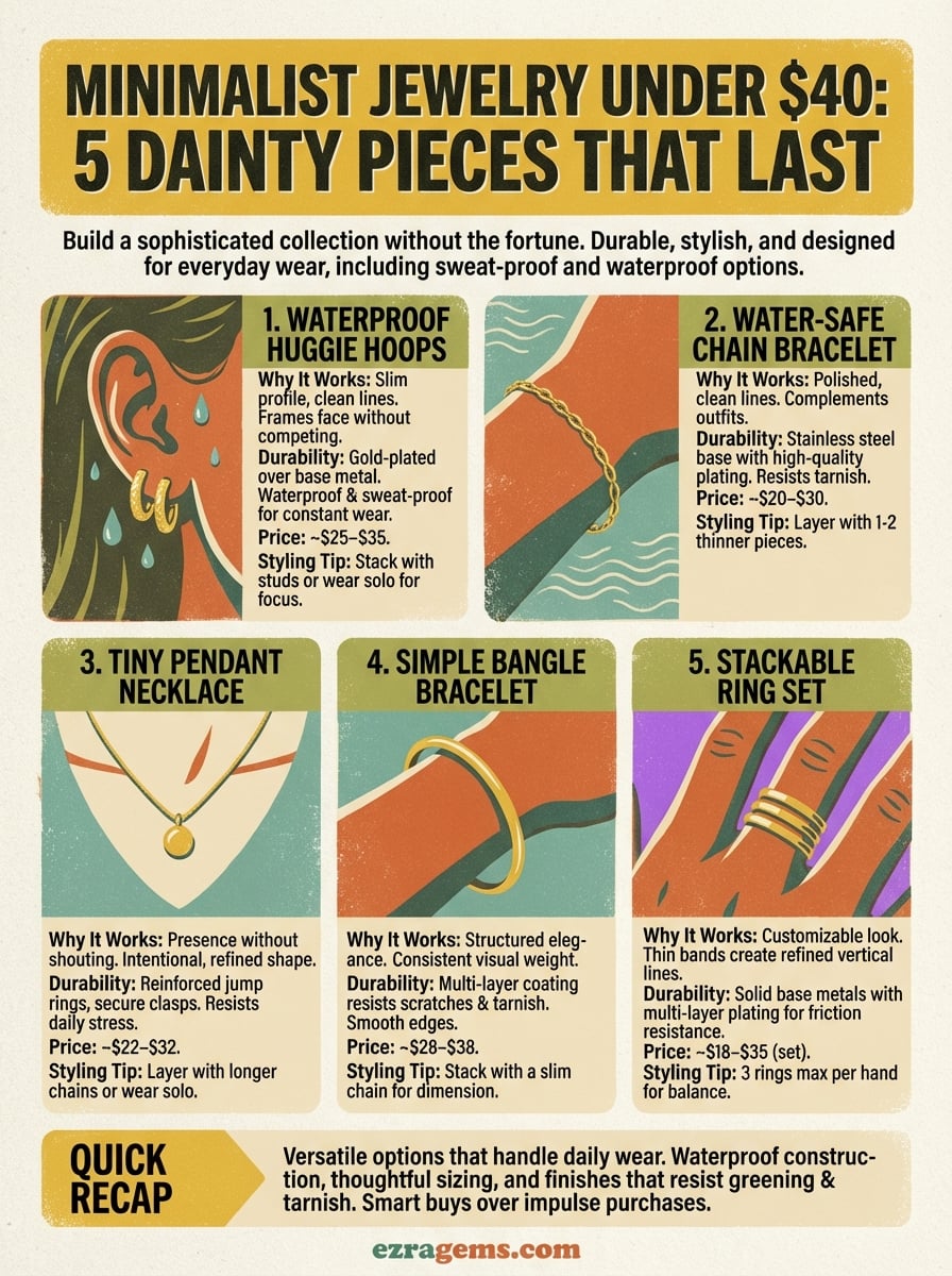 minimalist jewelry under $40 infographic