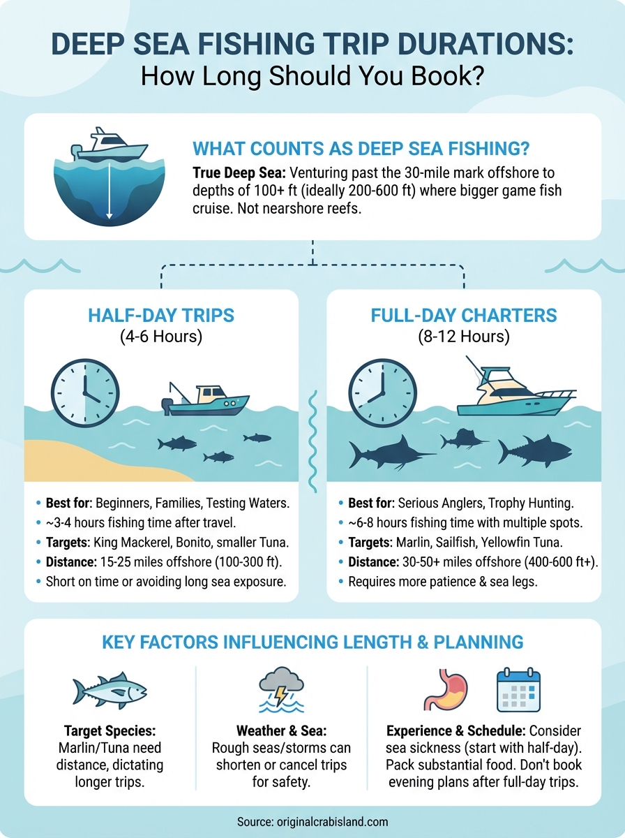 how long is a deep sea fishing trip infographic