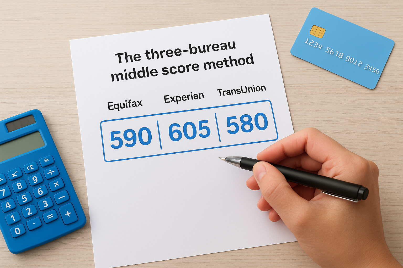 The three-bureau middle score method