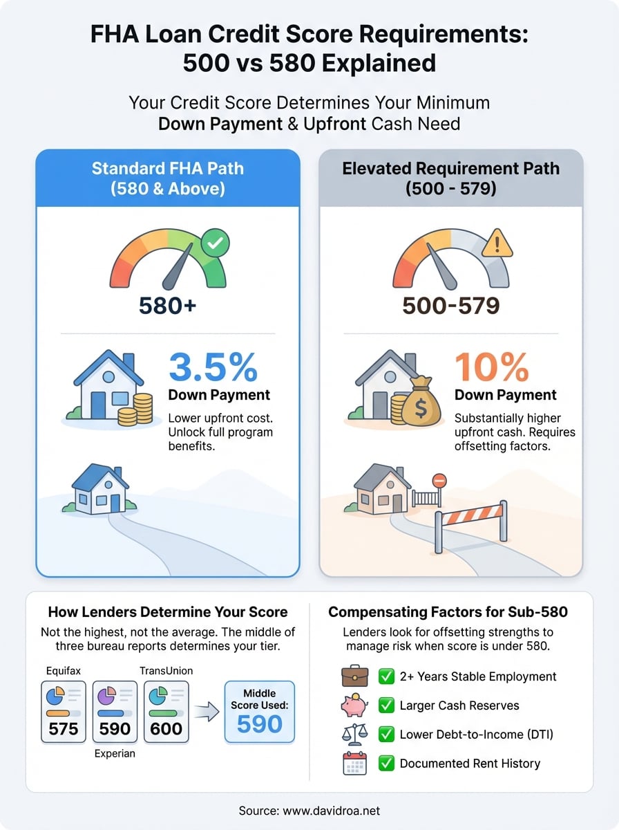 fha loan credit score requirements infographic