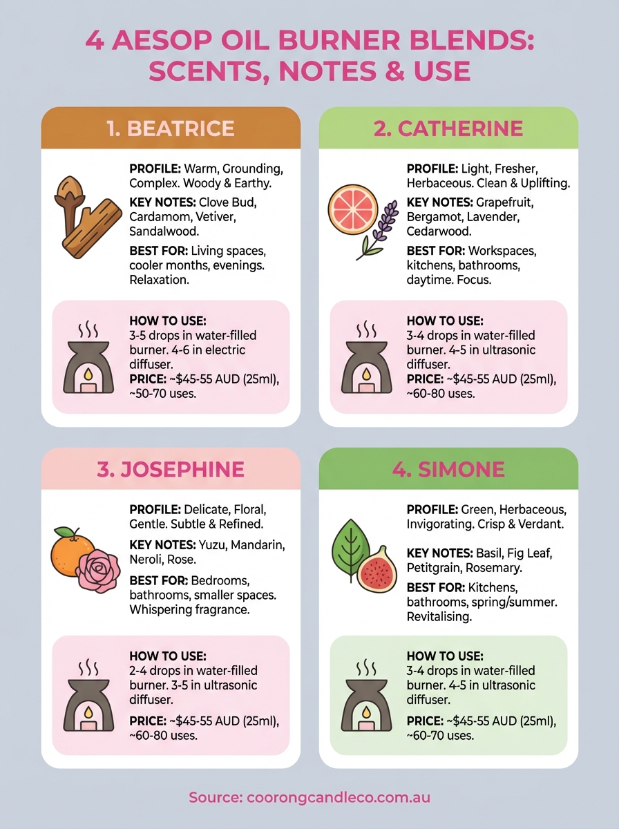 aesop oil burner blends infographic
