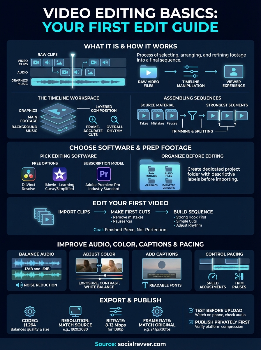 video editing basics infographic
