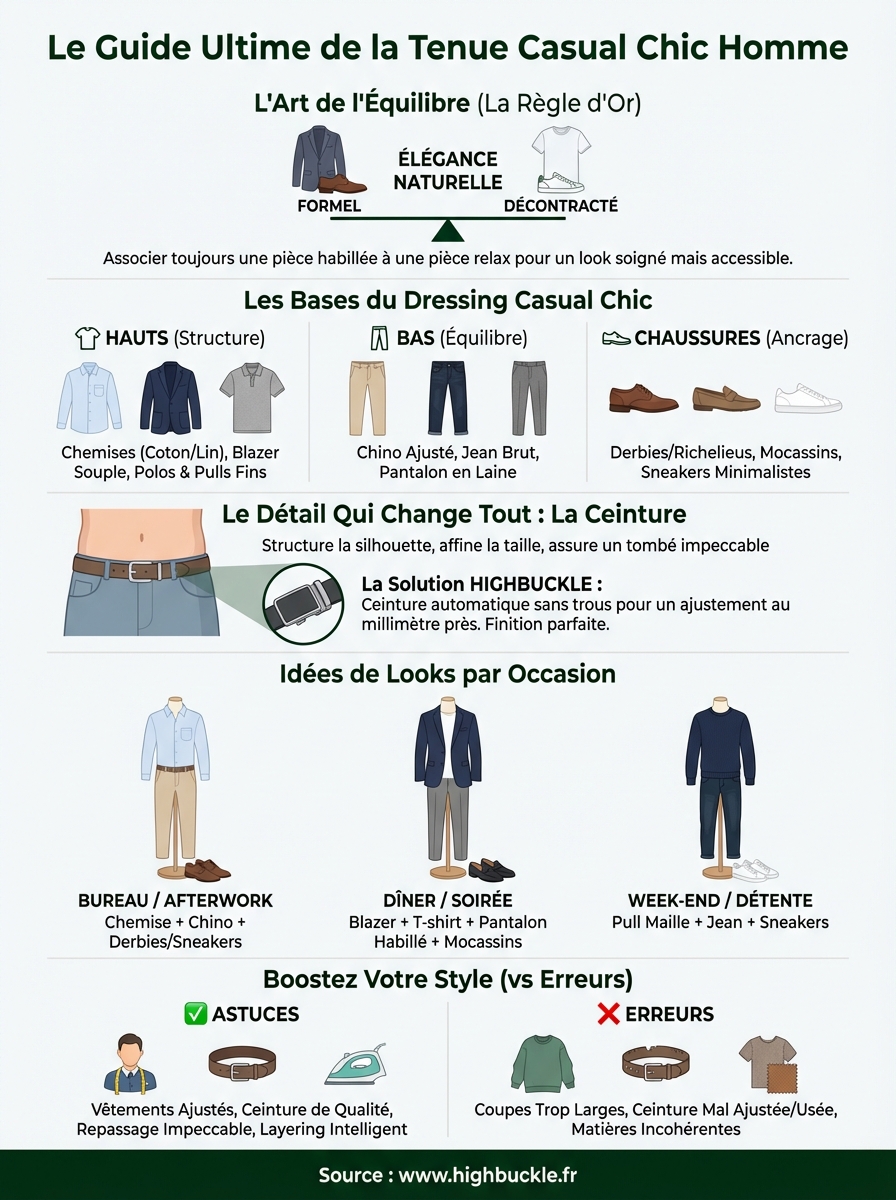 tenue casual chic homme infographic