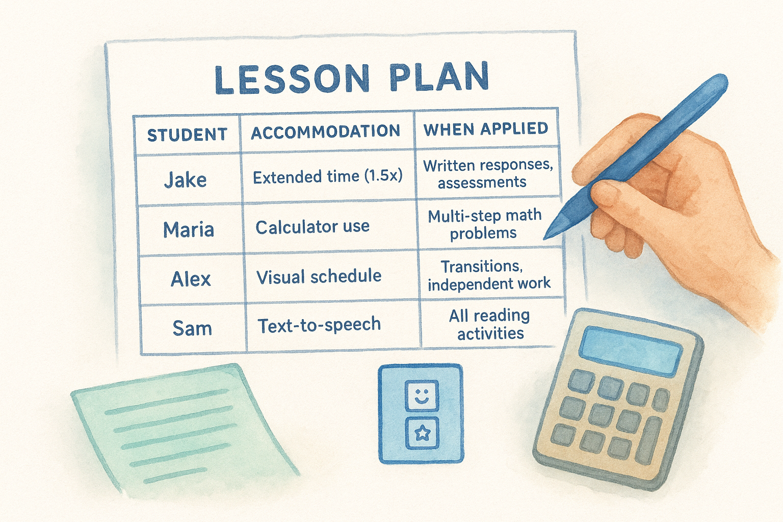 Document accommodations in your template