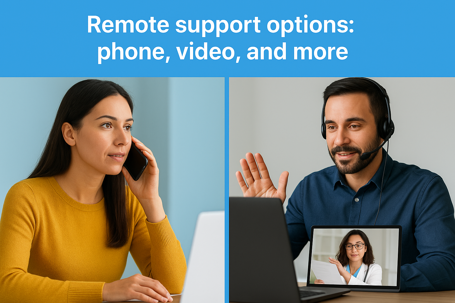 Remote support options: phone, video, and more