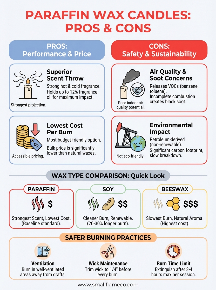 paraffin wax candles pros and cons infographic