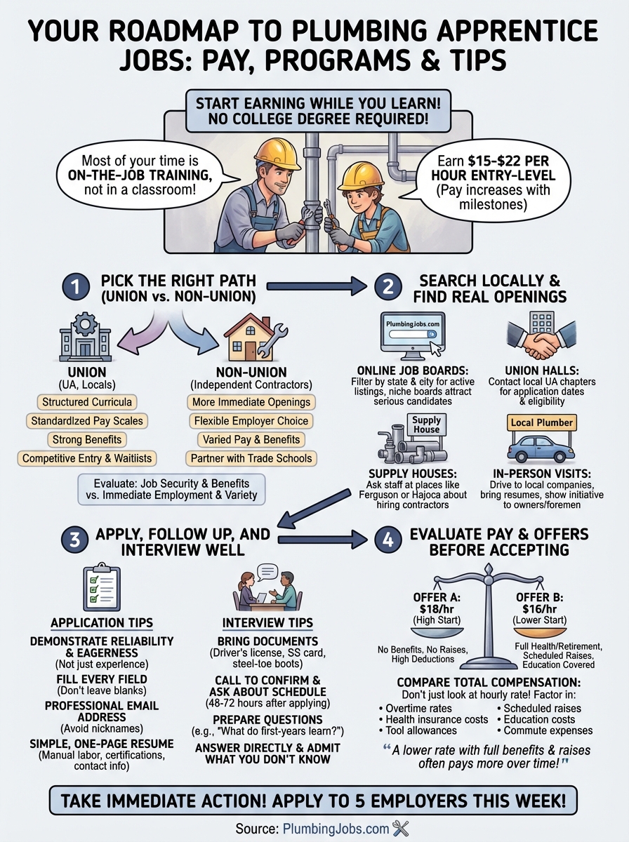 plumbing apprentice jobs near me infographic