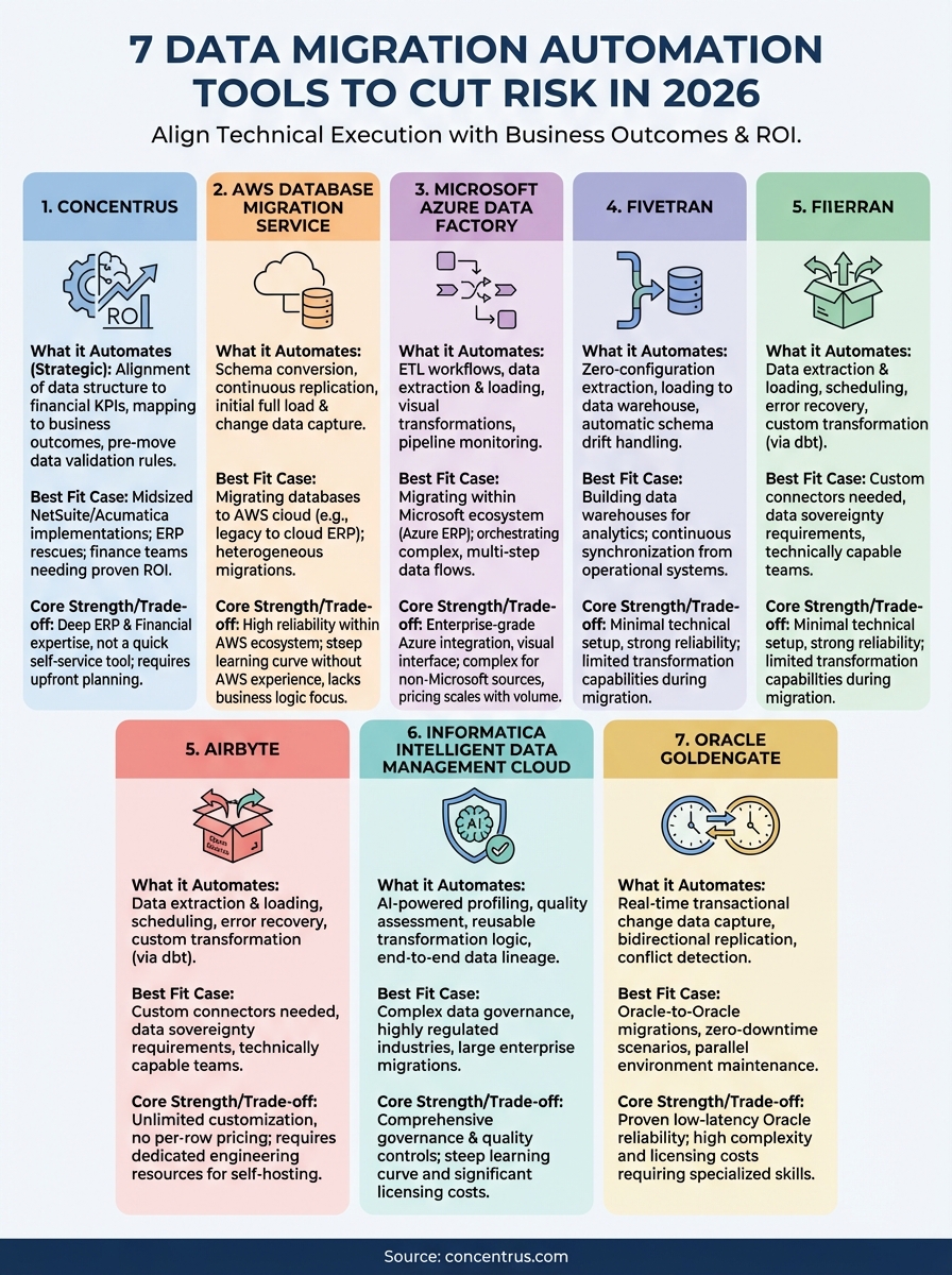 data migration automation tools infographic