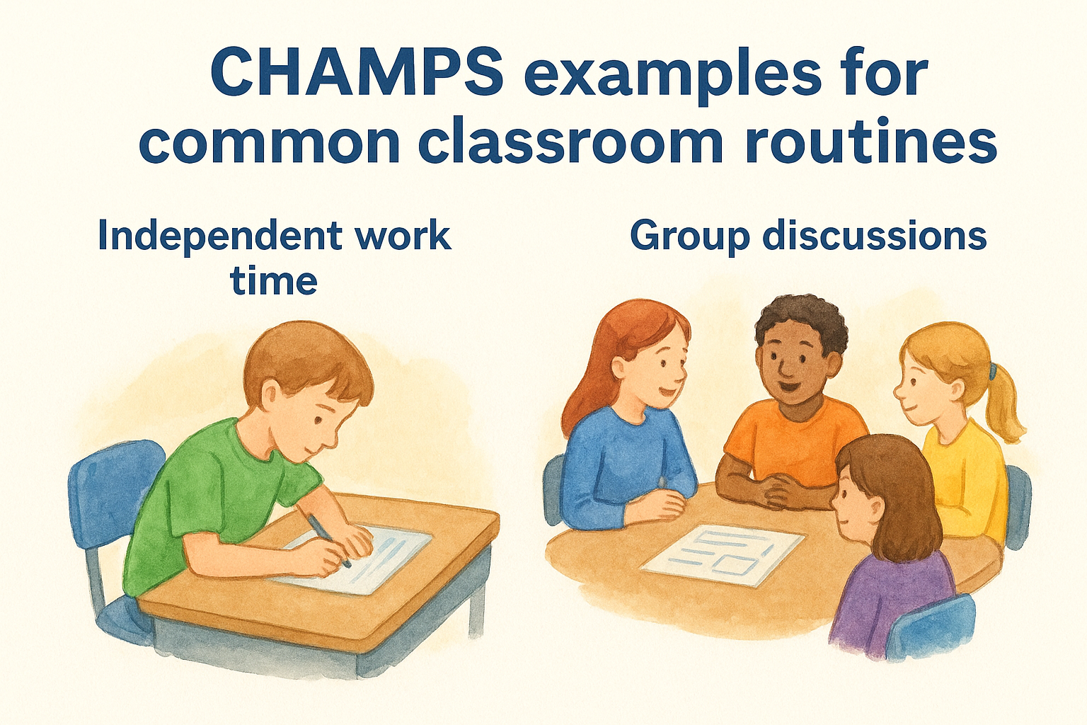 CHAMPS examples for common classroom routines