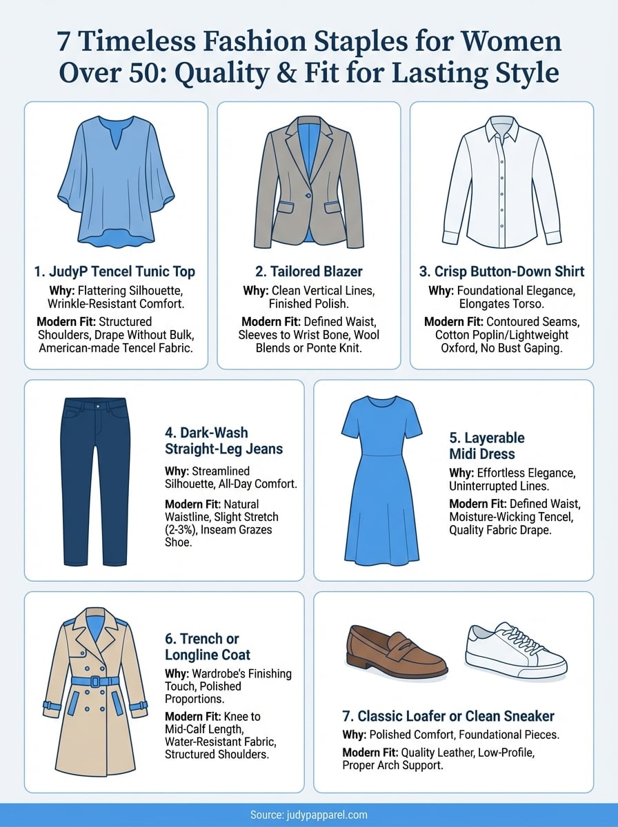 timeless fashion for women over 50 infographic