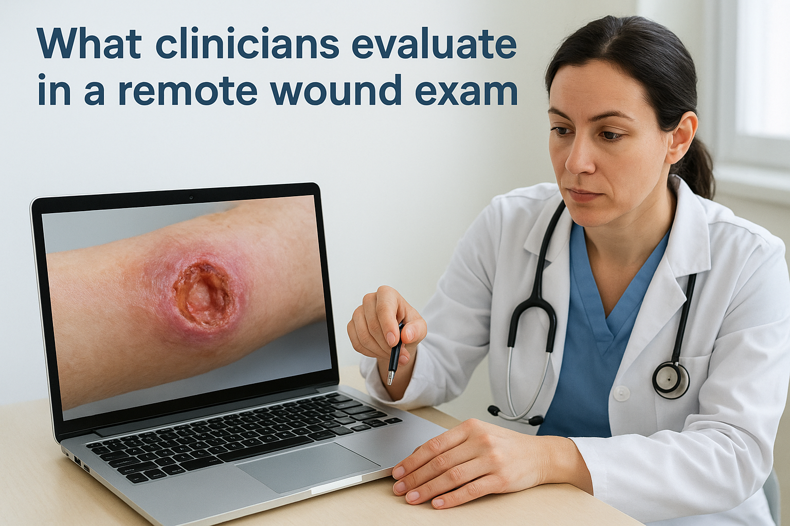 What clinicians evaluate in a remote wound exam