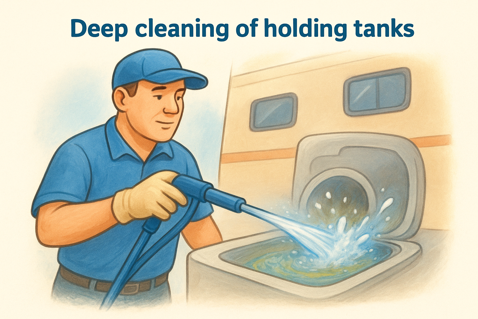 Deep cleaning of holding tanks
