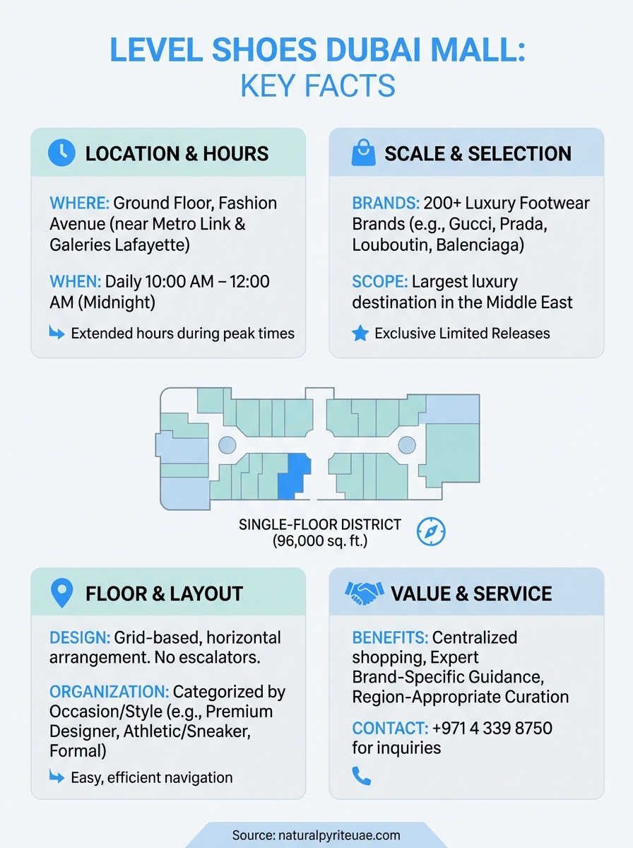 level shoes dubai mall infographic