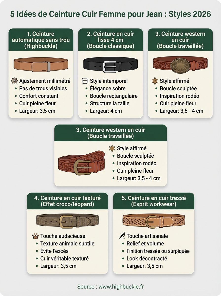 ceinture cuir femme pour jean infographic