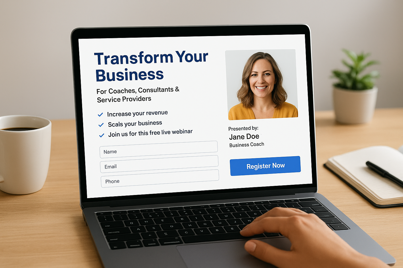 4. Webinar or training registration landing page