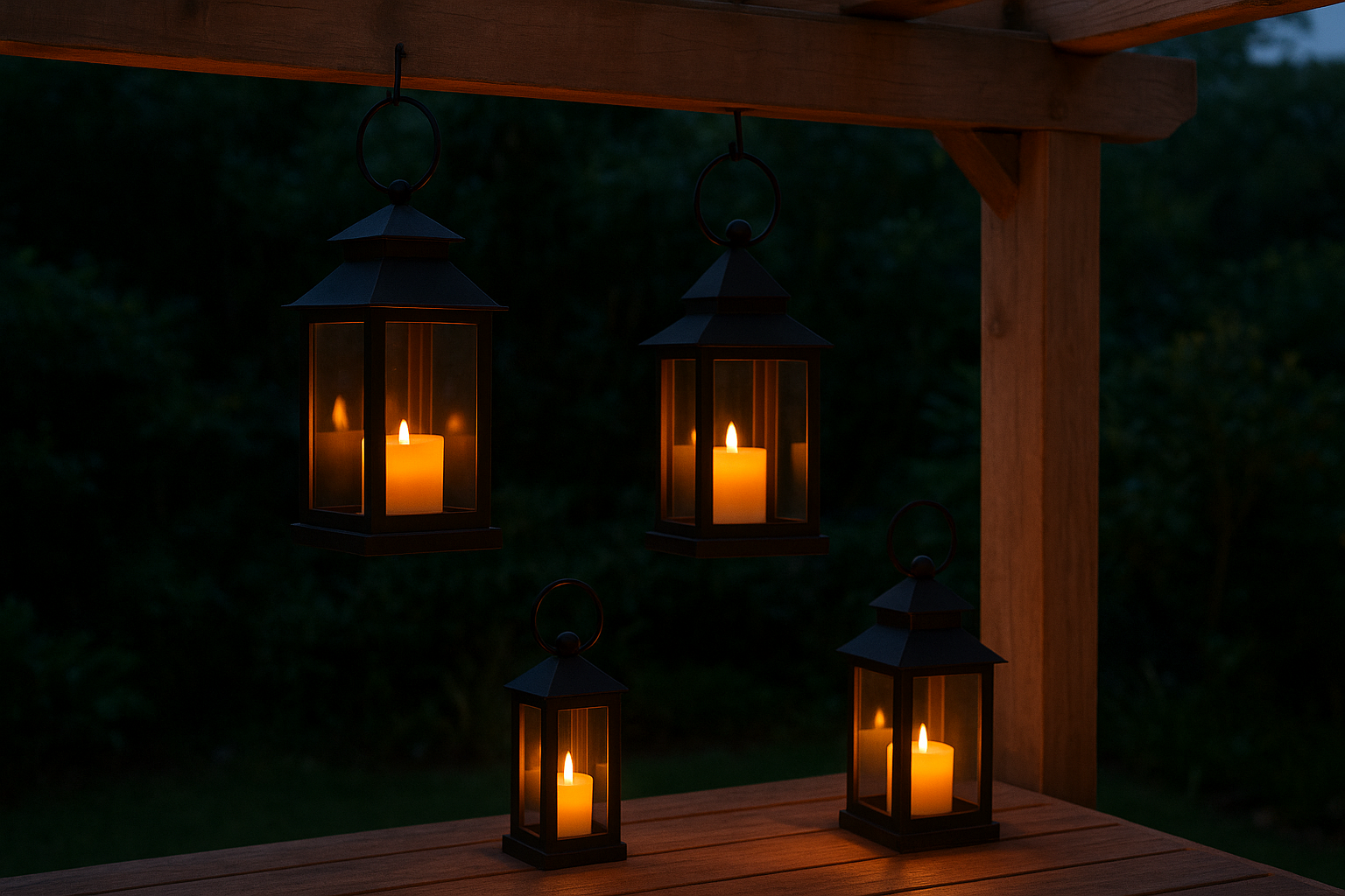 9. Lanterns with LED candles for a flame-like glow