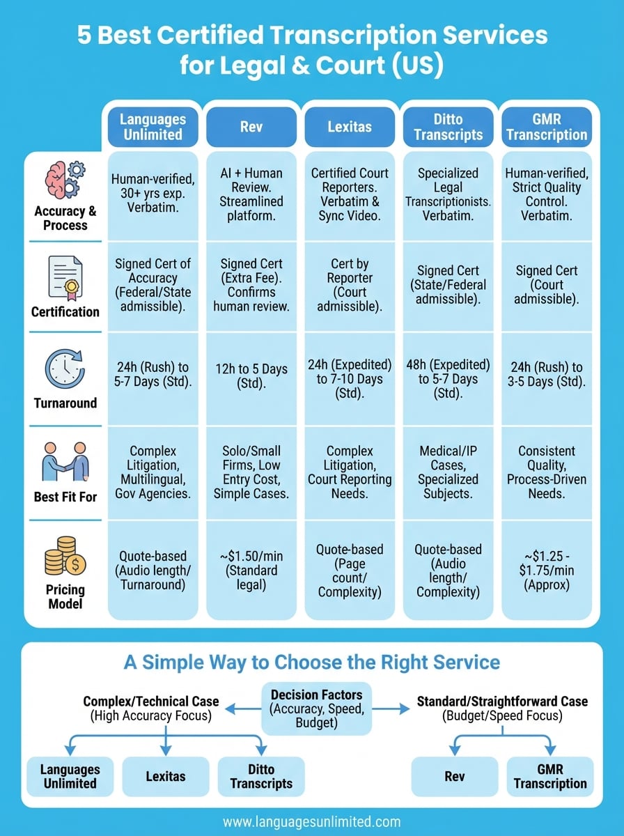 certified transcription services infographic