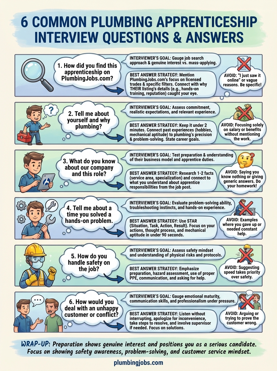 plumbing apprenticeship interview questions infographic