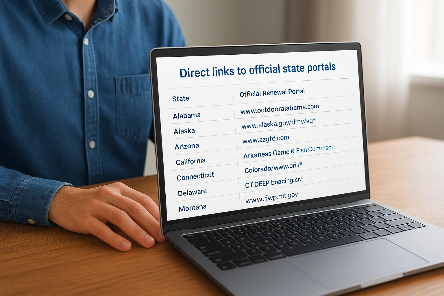 Direct links to official state portals